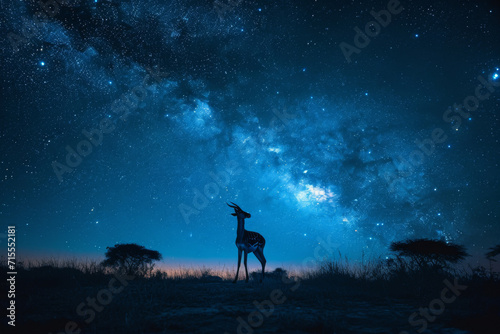 Afrikanischen Savanne Giraffengazelle unter einem Sternenhimmel