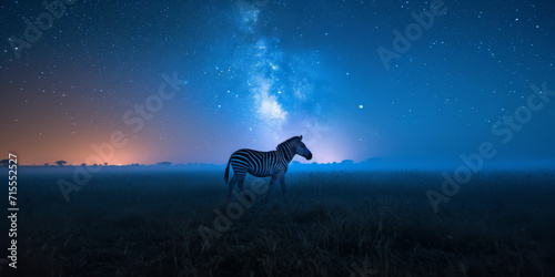 Afrikanischen Savanne Zebra unter einem Sternenhimmel  photo
