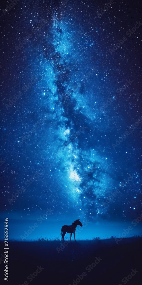 Fototapeta premium Afrikanischen Savanne Zebra unter einem Sternenhimmel 