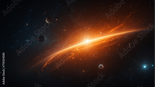 Space background abstract with orange light digital materials, technology concept from Generative AI