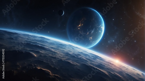 Space background abstract with blue light digital materials, technology concept from Generative AI