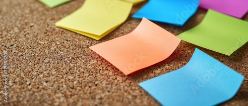 Vibrant Sticky Notes Pinned To Corkboard, Ready For Personalized Messages