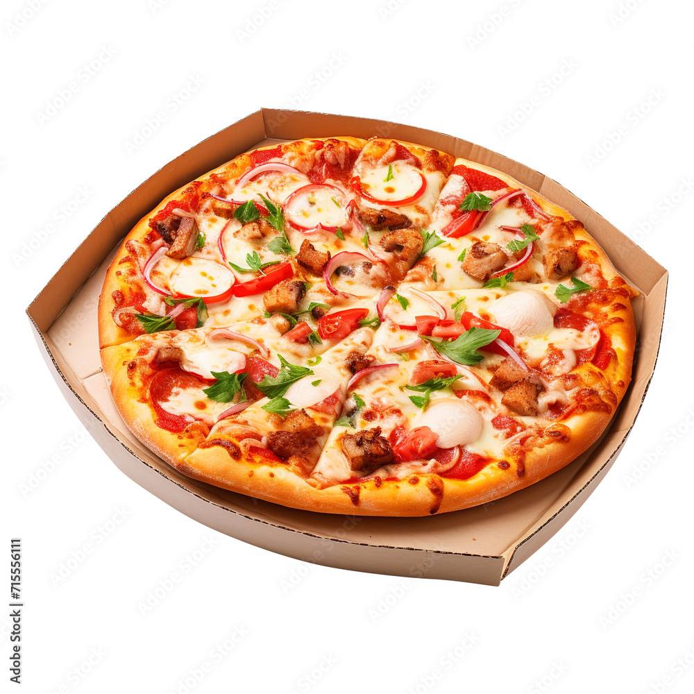 pizza in a box isolated on transparent background Remove png, Clipping Path, pen tool