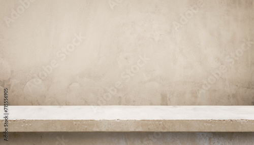 Beige blank concrete wall mockup. Product display montage Concept.