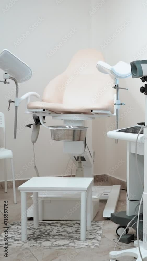 empty gynecological office with a chair before receiving a girl patient