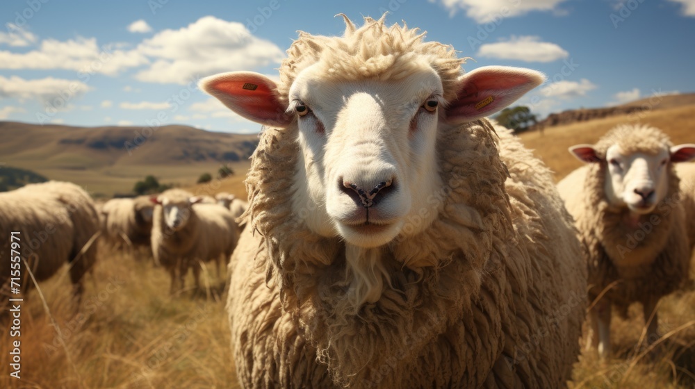 Sheep flock graze on grass UHD wallpaper