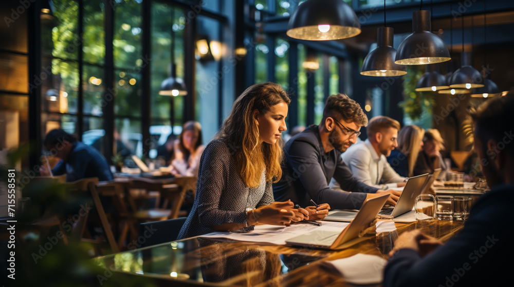 Office colleagues having casual discussion during meeting in conference room. Group of men and women sitting in conference room and smiling. Office colleagues having casual discussion during meeting in conference room. Group of men and women sitting in conference room and smiling.