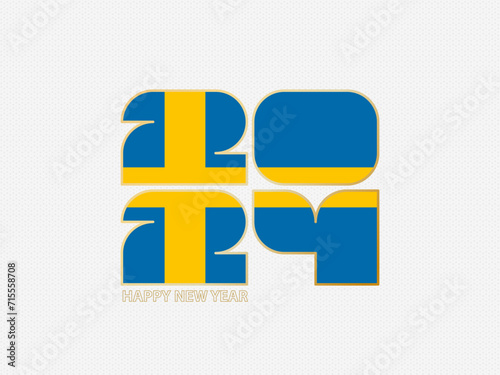 Abstract numbers 2024 with flag of Sweden.
