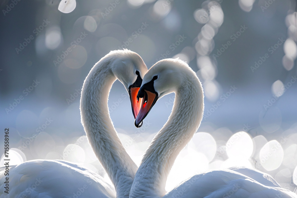 Fototapeta premium Happy Valentine Swans