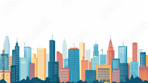 Colorful city skyscrapers in illustration style.