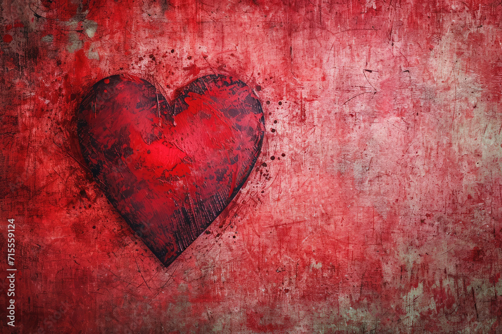 Grunge Lovely Valentine Red Heart Background