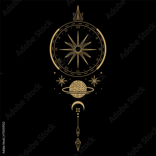 mysterious golden magical logo vector design