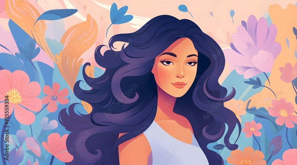 A serene illustration of a woman surrounded by lush flowers symbolizing growth and beauty A serene illustration of a woman surrounded by lush flowers symbolizing growth and beauty