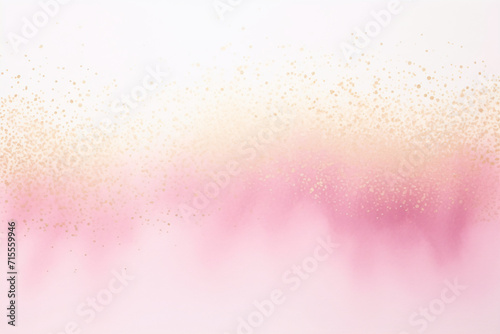 Light pink watercolor backdrop with gold dust in the centre. Textured illustration for design. Aquarelle background for design