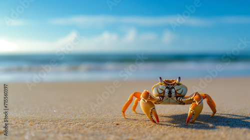 crab on the beach, space for text