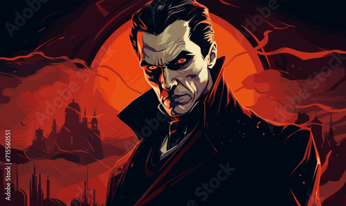 count Dracula vampire illustration concept art vector