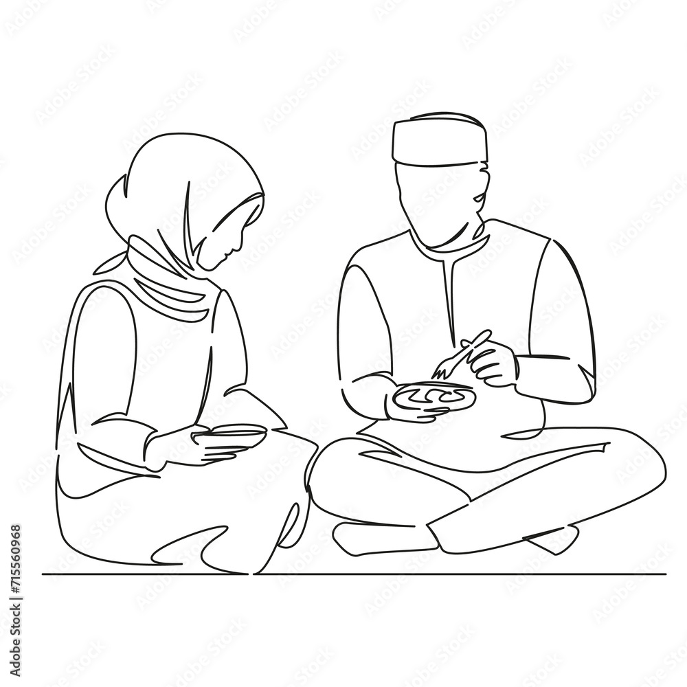 Muslim couple eating