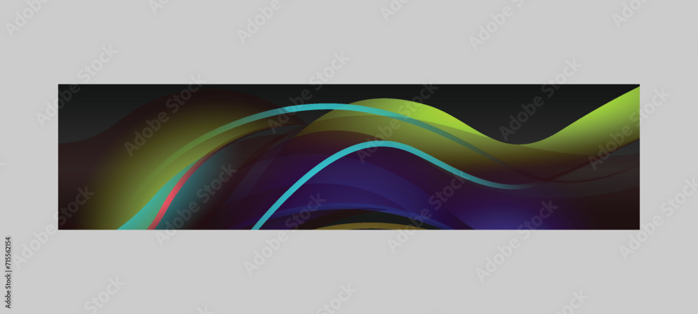 Abstract dynamic vibrant gradient horizontal banner cover