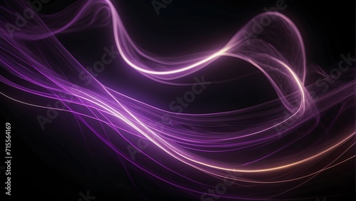 Purple neon curved wave of light with curls and swirls made with smooth illuminated bright glowing lines  motion light effec from Generative AI