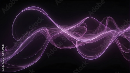 Purple neon curved wave of light with curls and swirls made with smooth illuminated bright glowing lines, motion light effec from Generative AI