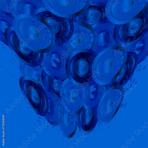 Fotografie Gradient blue circles seem to fall into the water.