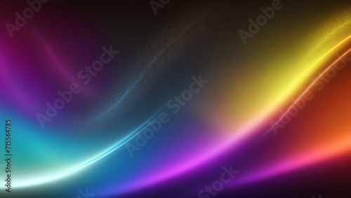 Dark fiery rainbow colored energy waves from particles glowing bright magical abstract background from Generative AI