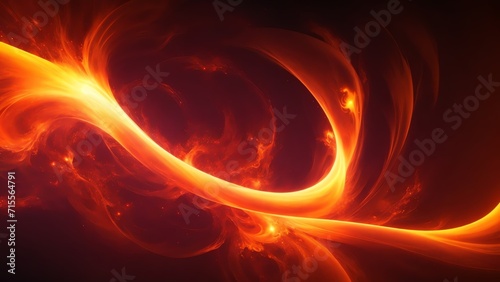 Dark fiery energy waves from particles glowing bright magical abstract background from Generative AI © sevenSkies