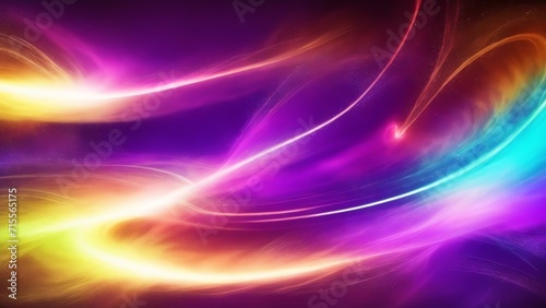 Colorful energy waves from particles glowing bright magical abstract background from Generative AI