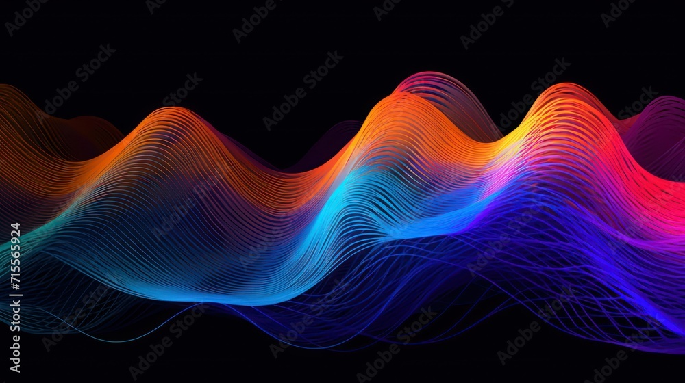 vibrant neon waves visualization of waves
