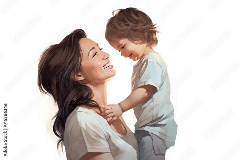 a mother and her child having an intimate moment together, happy , smiling a mother and her child having an intimate moment together, happy , smiling