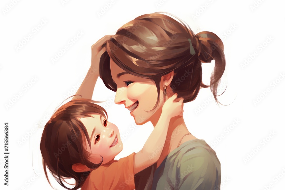 a mother and her child having an intimate moment together, happy , smiling a mother and her child having an intimate moment together, happy , smiling