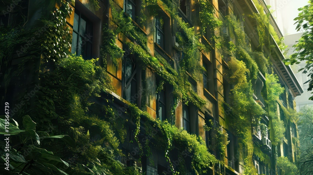 Sustainable green building in the modern city. Green architecture. Eco-friendly building. Sustainable residential buildings with vertical gardens reduce CO2. Apartment with green environment Sustainable green building in the modern city. Green architecture. Eco-friendly building. Sustainable residential buildings with vertical gardens reduce CO2. Apartment with green environment