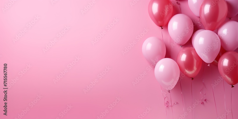 Pink balloons on a pink background with space reserved for text