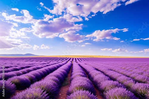 Lavender field in region. Beautiful purple lavender field on a sunny day