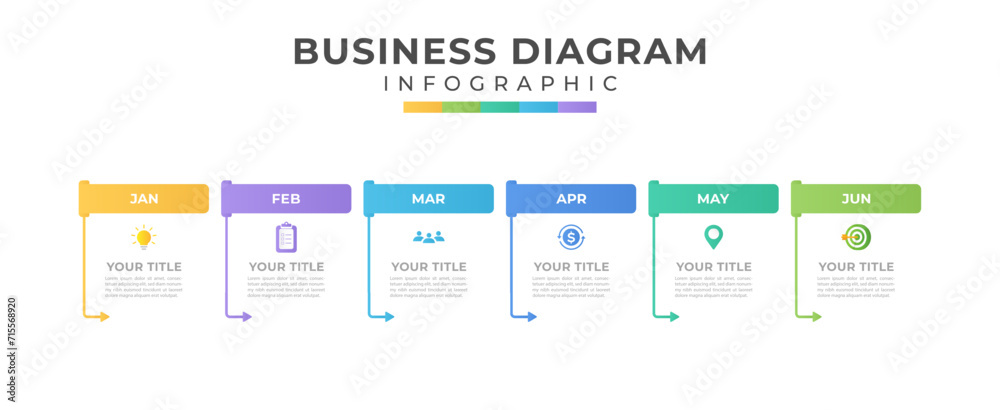 Vector Infographic Design with icons and 6 options or steps. Infographics for business concept. Can be used for presentations. - obrazy, fototapety, plakaty 
