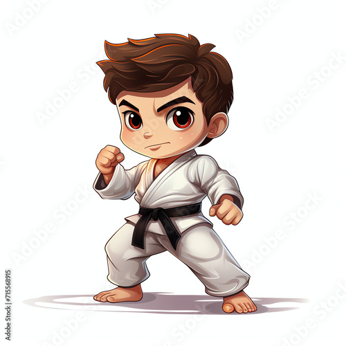 Cute boy are practicing karate