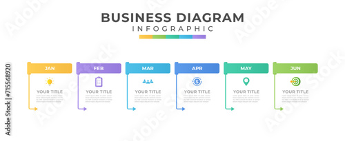 Vector Infographic Design with icons and 6 options or steps. Infographics for business concept. Can be used for presentations. photo