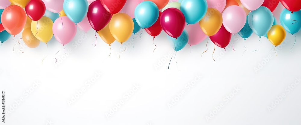 Colorful balloons on a white background are given space for text Colorful balloons on a white background are given space for text
