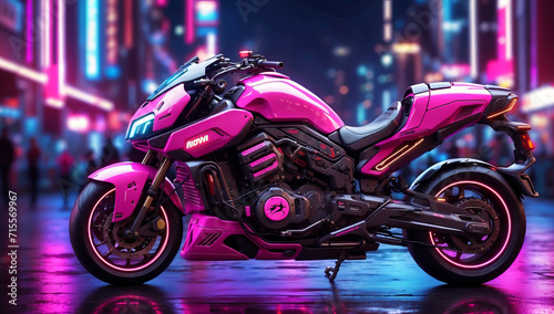 A futuristic motorcycle in cyberpunk style