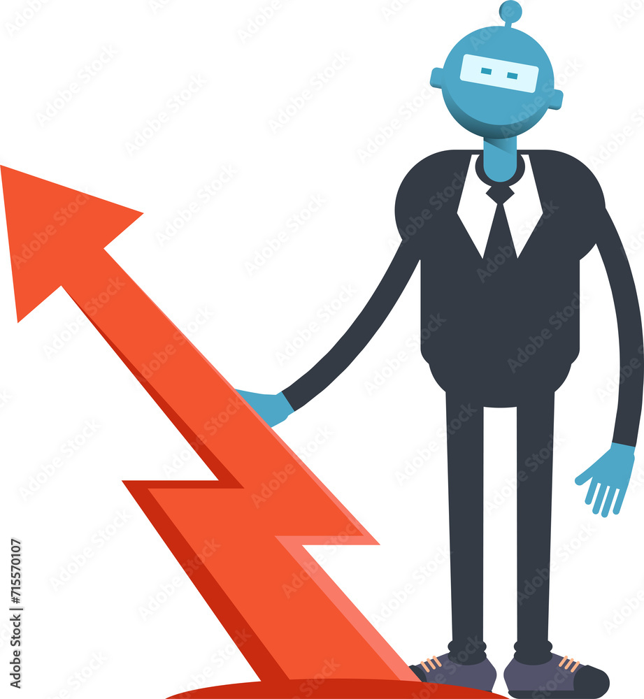 Robot Worker Character and Arrow Chart
Robot Worker Character and Arrow Chart