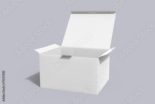 Opened Rectangle Product Box Packaging Mockup For Brand Advertising on a Clean Background 3D Rendering © Ram Studio