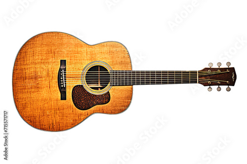 Acoustic Guitar: A standard guitar with steel or nylon strings that produces sound without electronic amplification. isolated on a Transparent background. Generative AI
