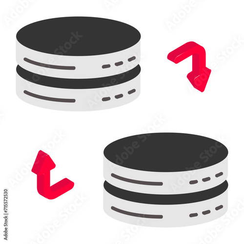 Database active passive replication isometric Concept, Virtual synchrony Vector Icon Design, Big data Symbol, Business intelligence Sign,Web hosting and Data Center Stock Illustration
