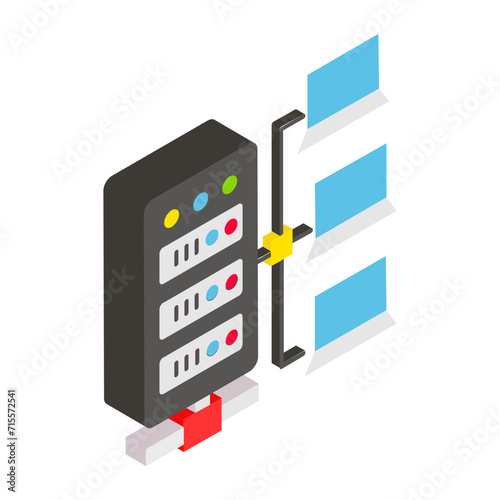 Array database management systems isometric Concept,  load balancing Vector Icon Design, Big data Symbol, Business intelligence Sign,Web hosting and Data Center Stock Illustration