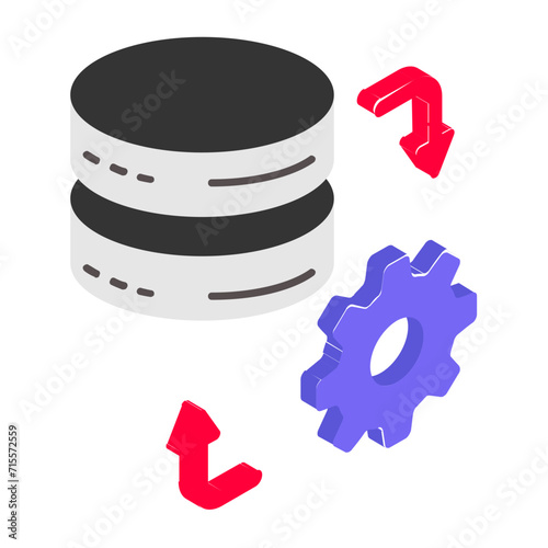 Database Maintenance isometric Concept, IT operations analytics Vector Icon Design, Big data Symbol, Business intelligence Sign,Web hosting and Data Center Stock Illustration