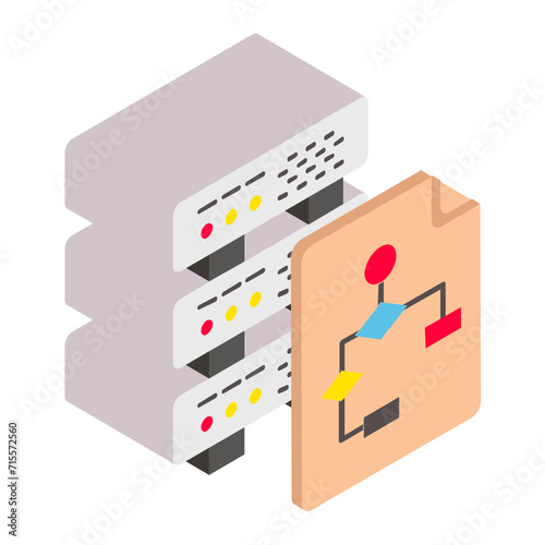 entity relationship model isometric Concept, rdbms Vector Icon Design, Big data Symbol, Business intelligence Sign,Web hosting and Data Center Stock Illustration