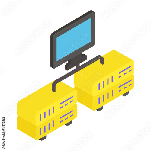 data-processing application software  isometric Concept, high-throughput computing Vector Icon Design, Big data Symbol, Business intelligence Sign,Web hosting and Data Center Stock Illustration