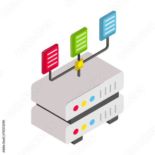 OLAP data cubes isometric Concept, Clustered file system Vector Icon Design, Big data Symbol, Business intelligence Sign,Web hosting and Data Center Stock Illustration