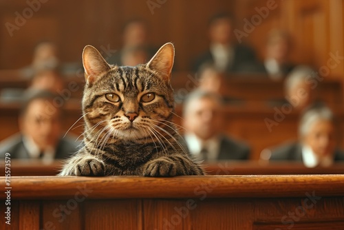 Cat Lawyer Arguing a Case in Court: photo