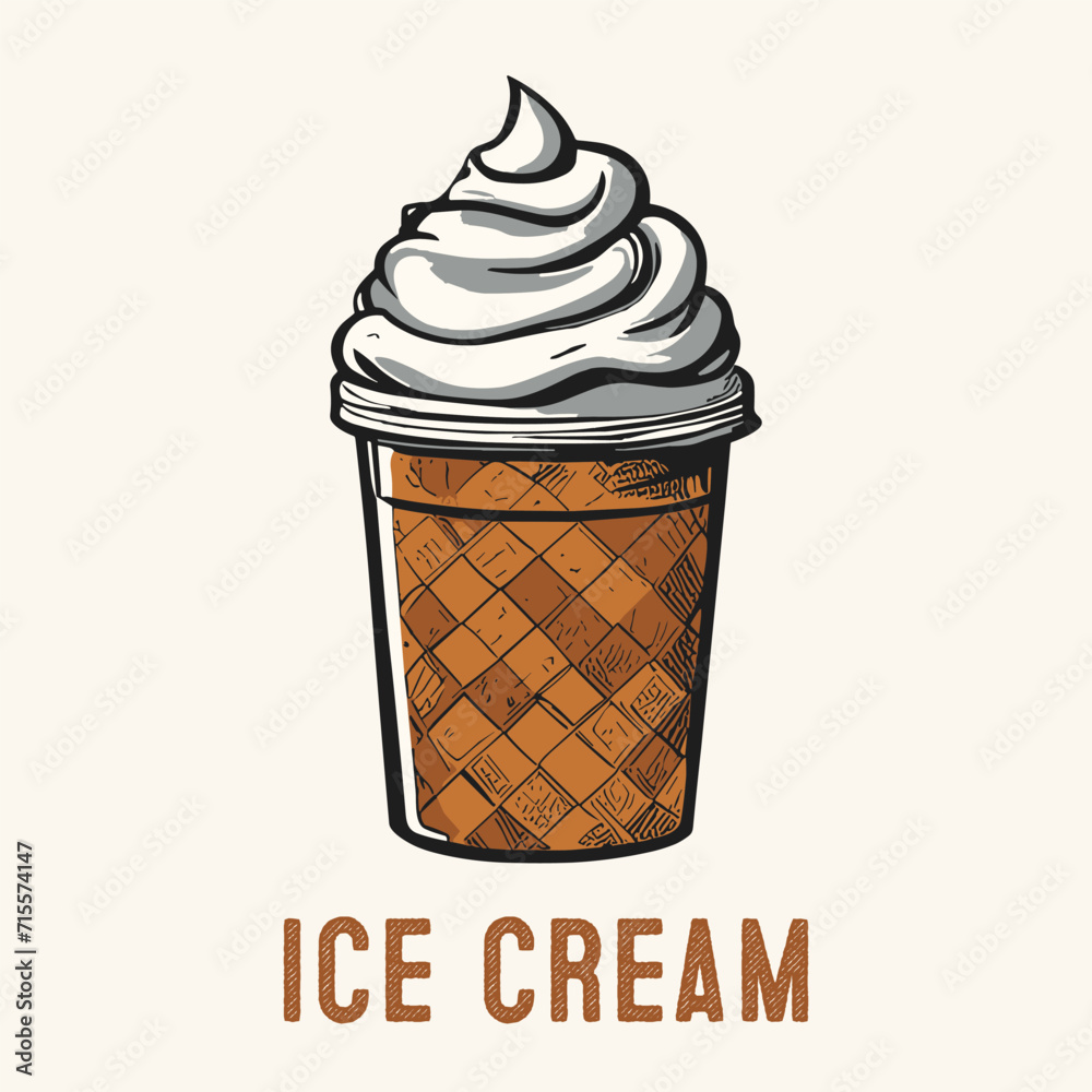 Hand Drawn Ice cream Engraved Style Hand Drawn Ice cream Engraved Style